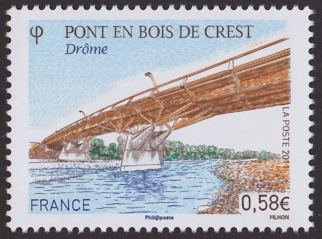 Timbre "Le pont en bois de Crest" Timbre "Le pont en bois de Crest"